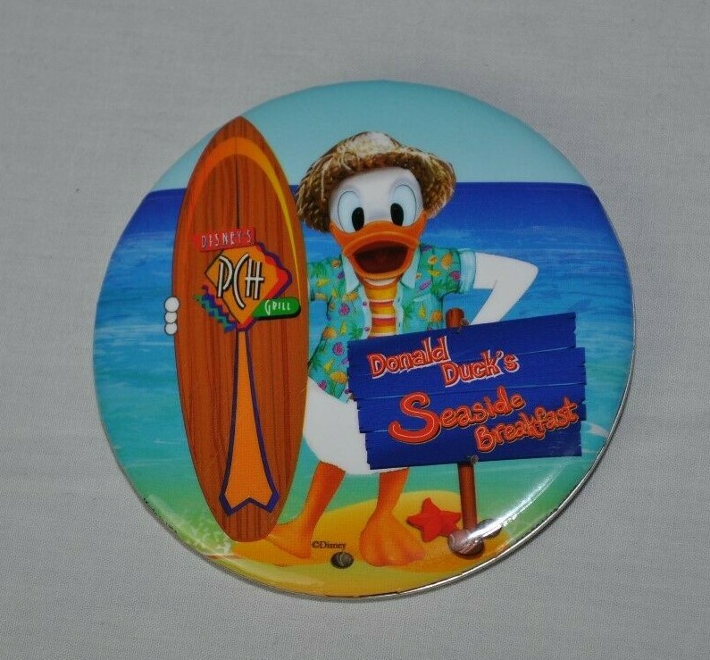 Donald Duck's Seaside Breakfast Disney's PCH Grill Button Pin Discontinued