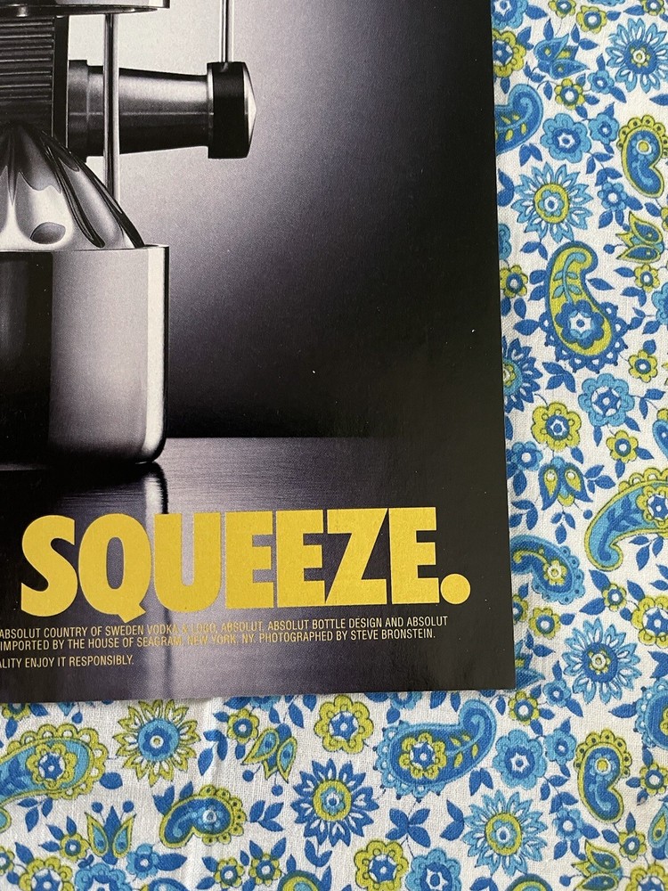Absolut Citron Vodka 1998 Print Ad Absolut Squeeze
