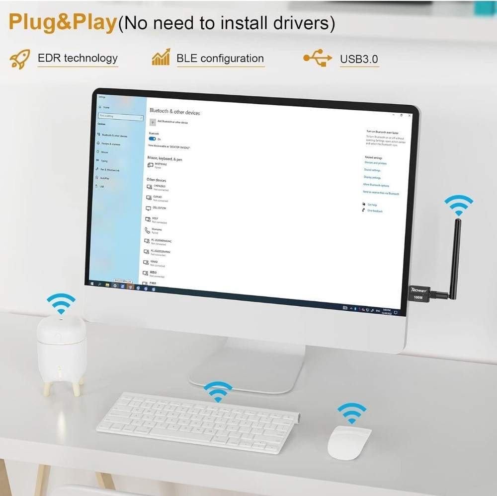 Techkey BT833 Black USB Long Range 5.3 Bluetooth Adapter