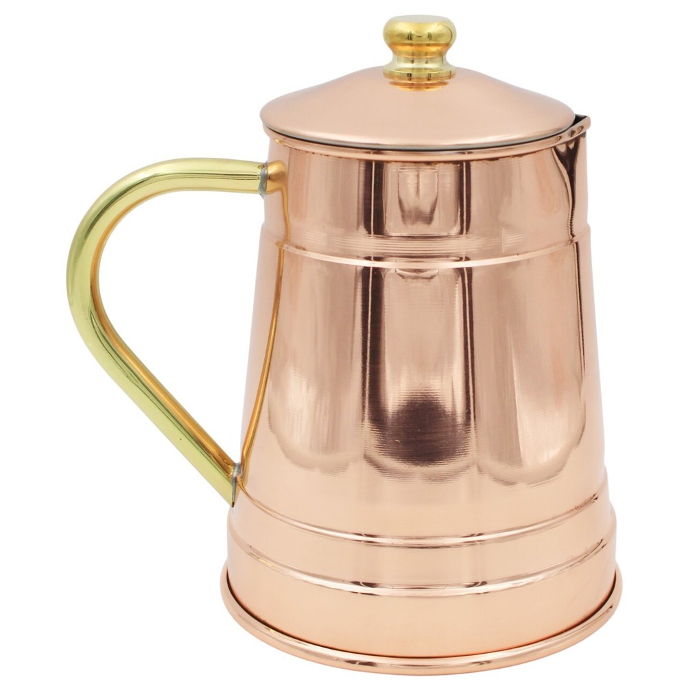 Handcrafted Copper Coffee Pot with Elegant Handle and Decorative Lid