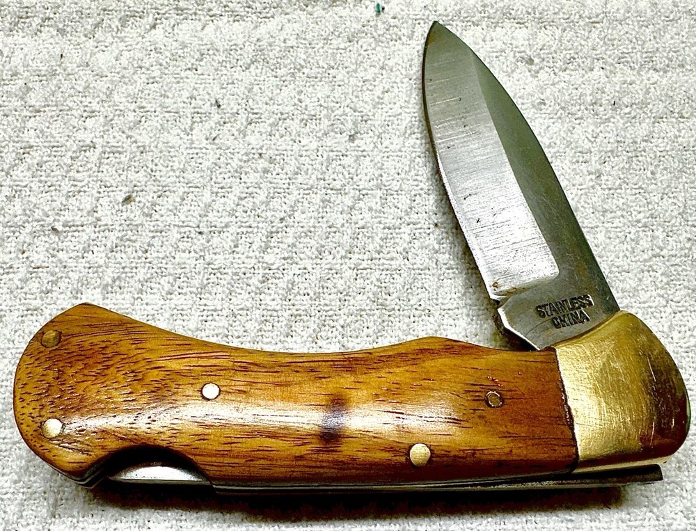 Nice Hand-Made Hardwood Handle Lock-back Knife Interesting EDC