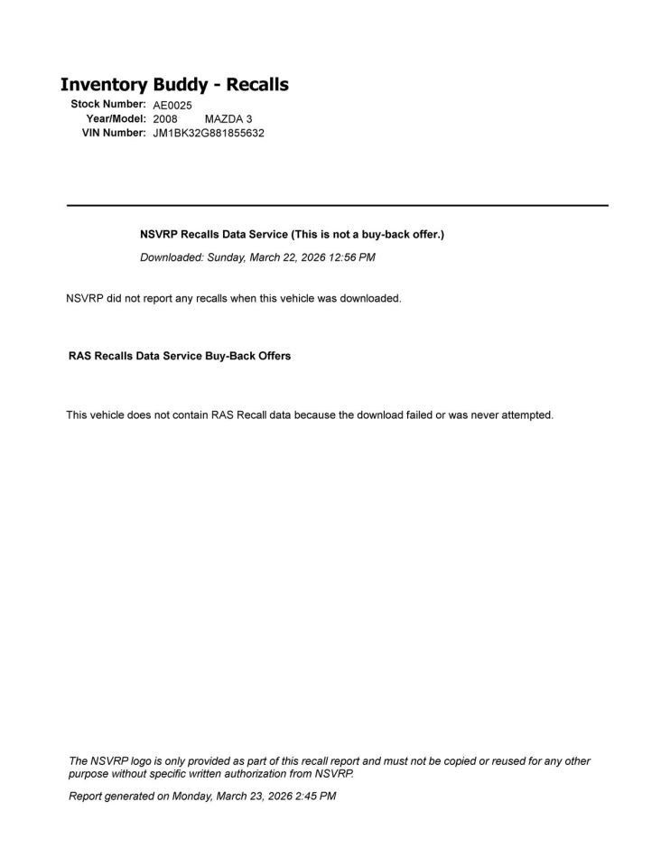 MAZDA 3 2008 Jack 1083185