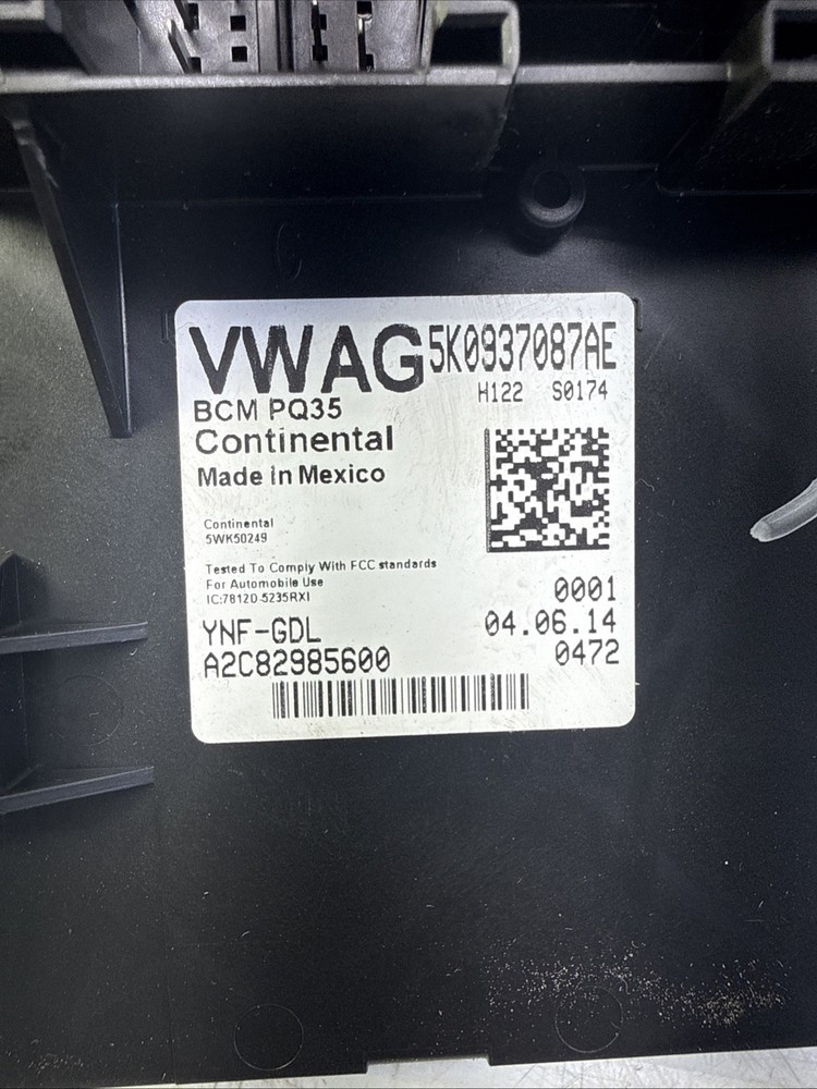 2012-2018 VW PASSAT BODY CONTROL MODULE BCM COMPUTER 5K0937087AE