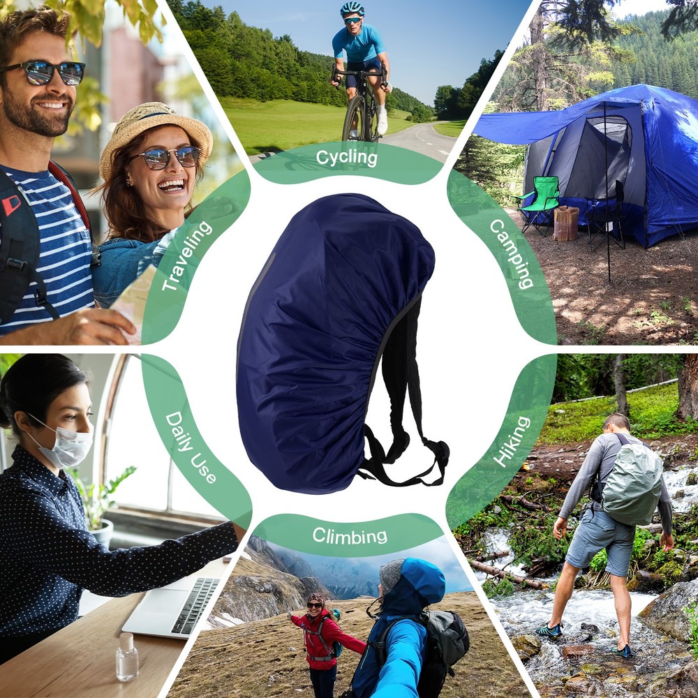 65L-75L Backpack Rain Cover with A Vertical Reflective Strap [Old Blue]