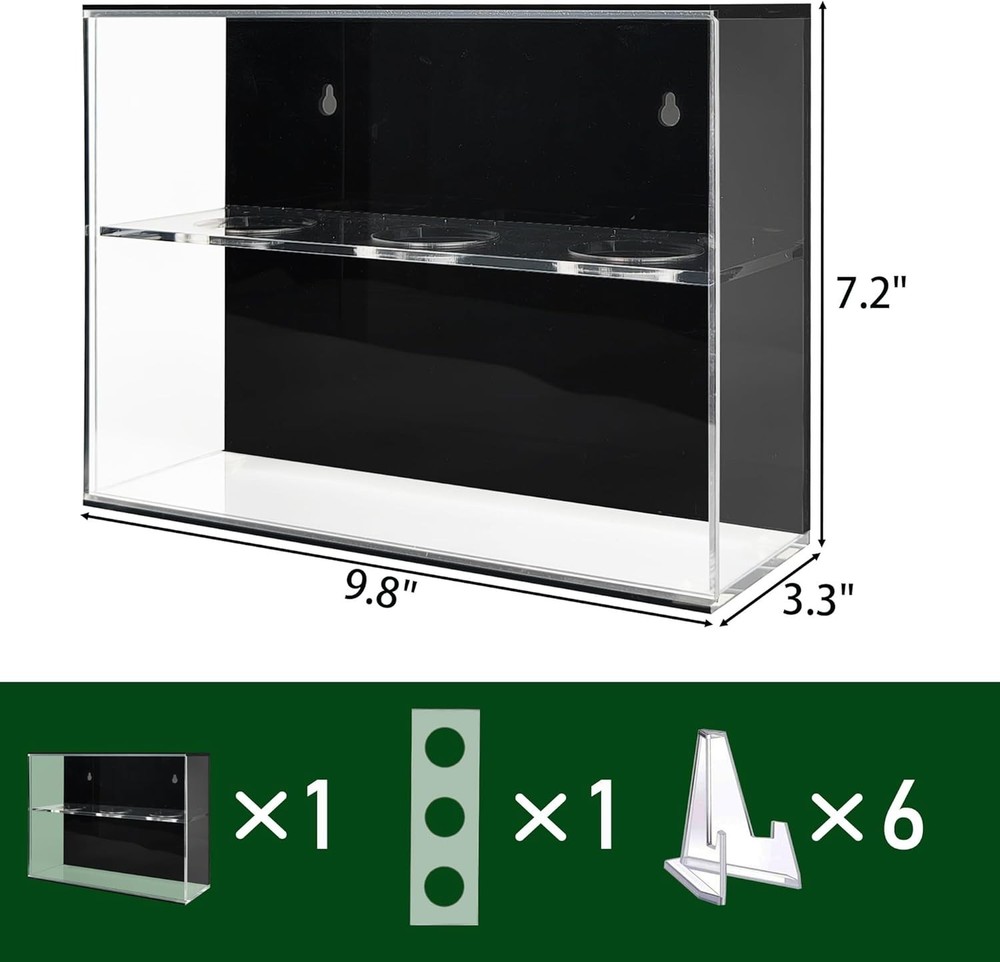 Acrylic Baseball Display Case - Wall Holder, Clear Ring Display Case, Dual Fu...