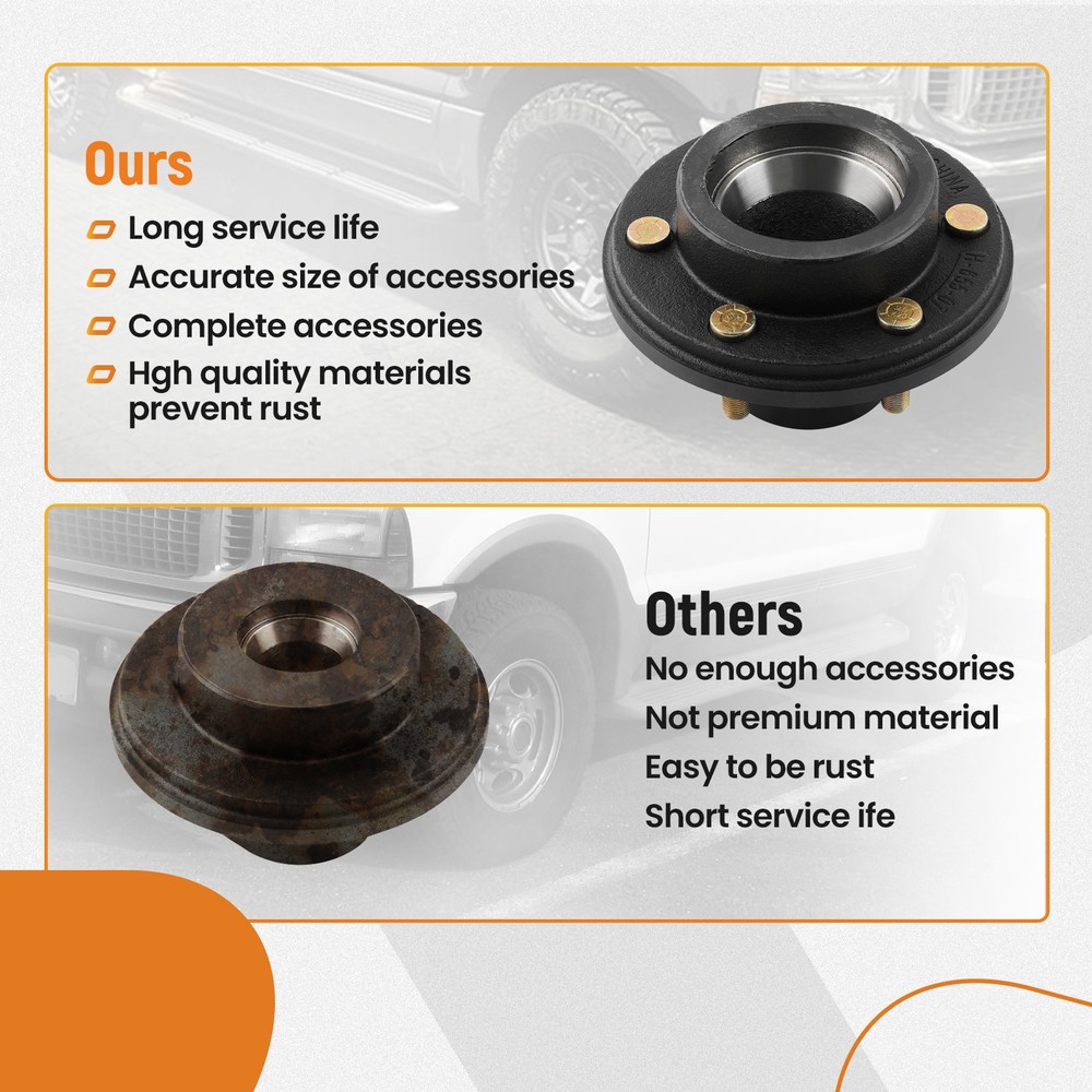 Pair Trailer Hubs Convert Mobile Home w/ Bearings 6000# 6 Lug 6x5.5 Idler Axle