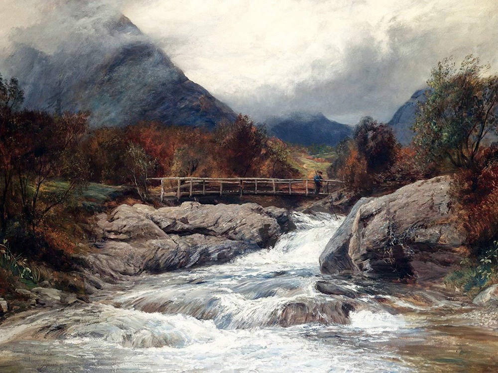 River rapids by J. MacWhirter bridge Tile Mural Kitchen Backsplash Ceramic 10x8