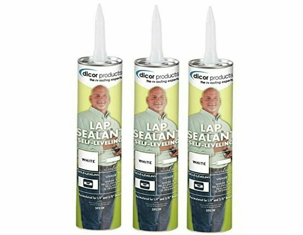 Dicor 501LSW- 3 PACK Self-Leveling Lap Sealant White 10.3 oz Tube RV Roof Repair