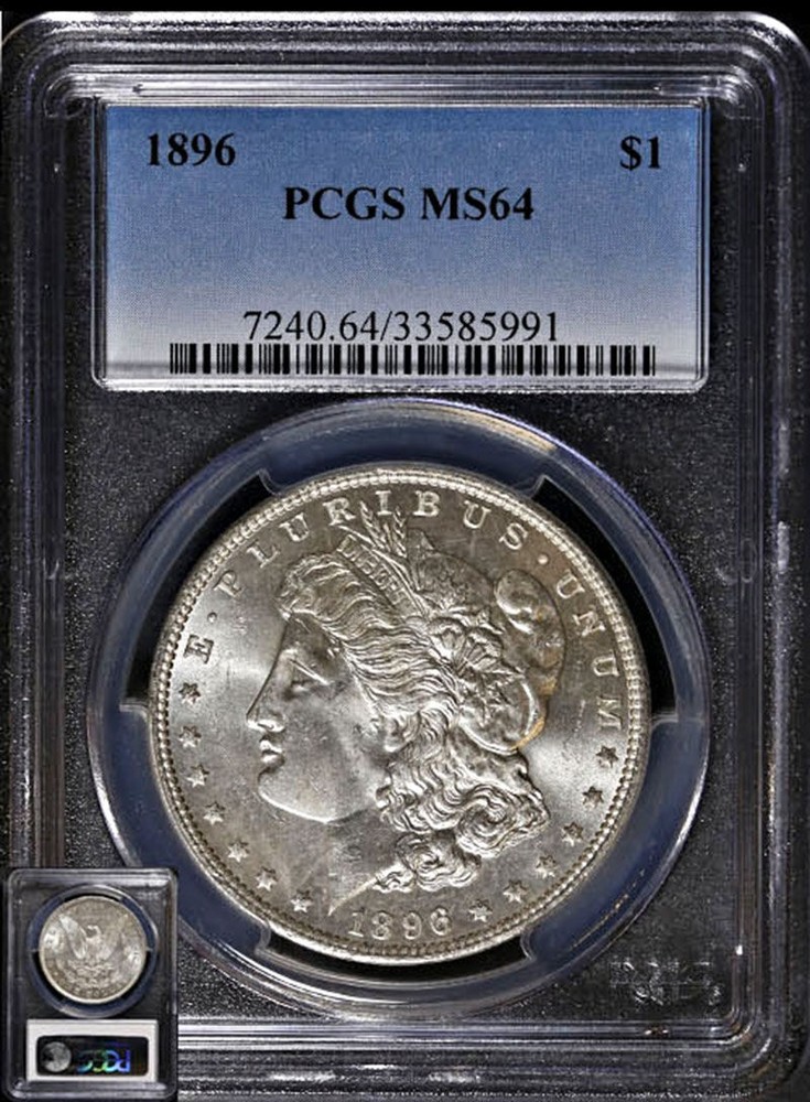1896-P Morgan Silver Dollar PCGS MS64 Blast White Nice Strike - STOCK