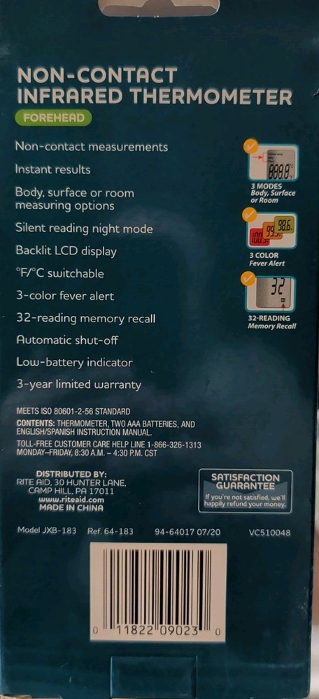 Rite Aid Non-Contact Infrared Thermometer Forehead