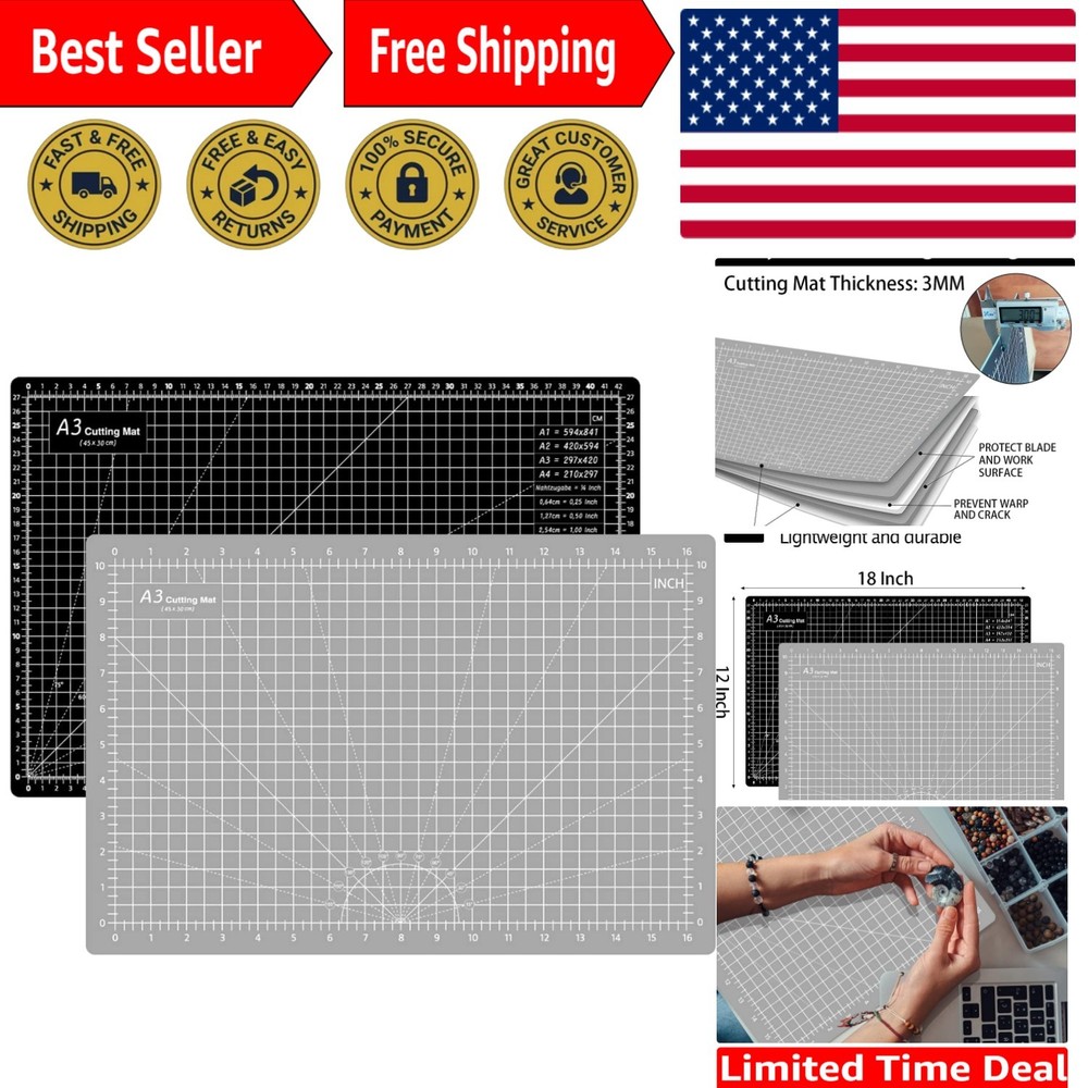 Thickened 18x12 Craft Cutting Mat - Self-Healing & Versatile for DIY Projects