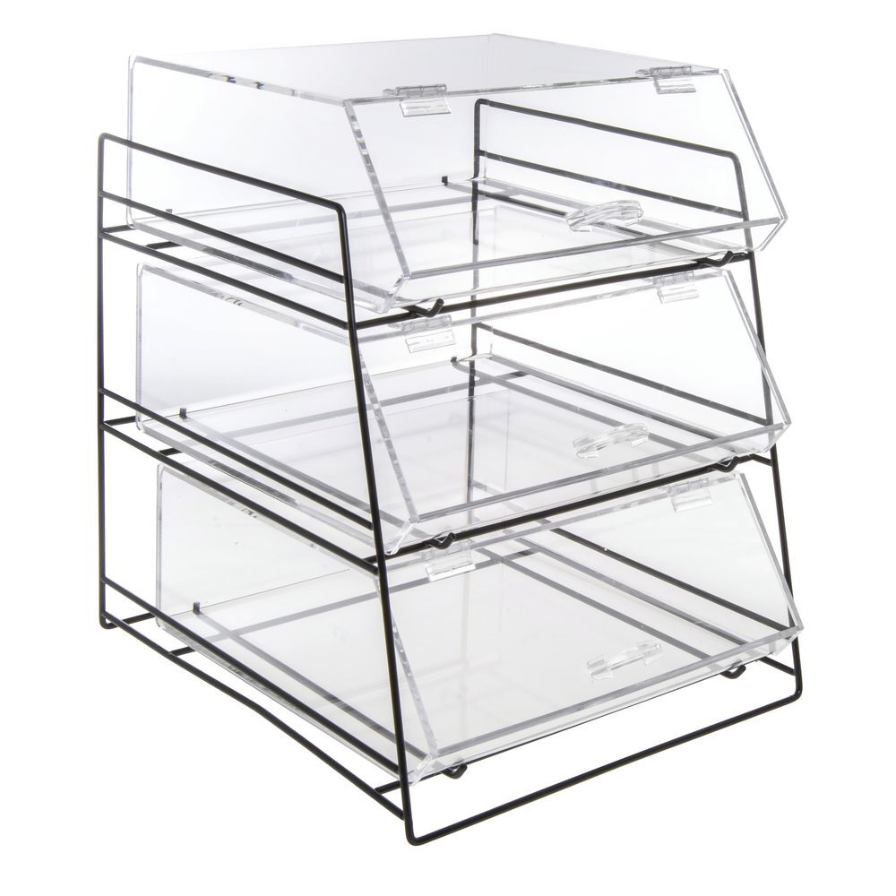 HUBERT® Black 3-Tier Wire Bakery Case