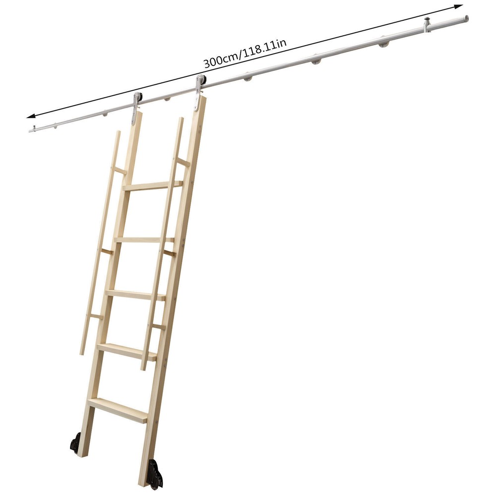 3M/10 ft Rust-proof Heavy Duty Sliding Rolling Library Ladder Track Hardware Kit