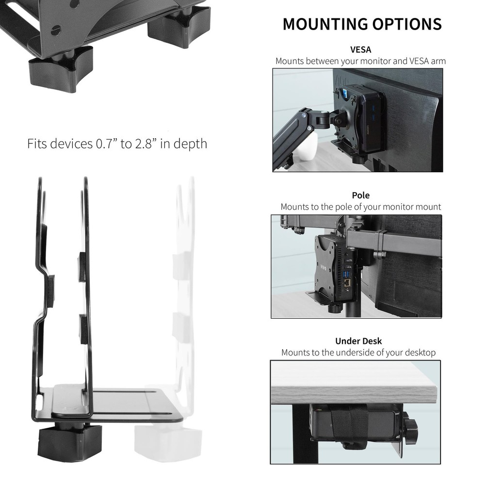 VIVO Adjustable Thin Client Mini PC Mount Bracket, CPU VESA Under Desk and Mo...