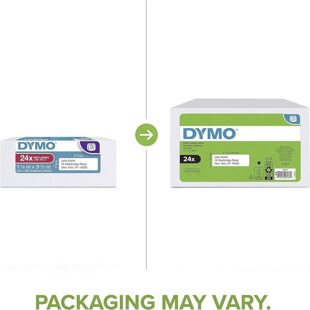 DYMO Authentic LW Mailing Address Labels for 24 Rolls, White