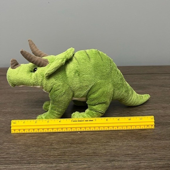 Realistic Green Triceratops Dinosaur Plush