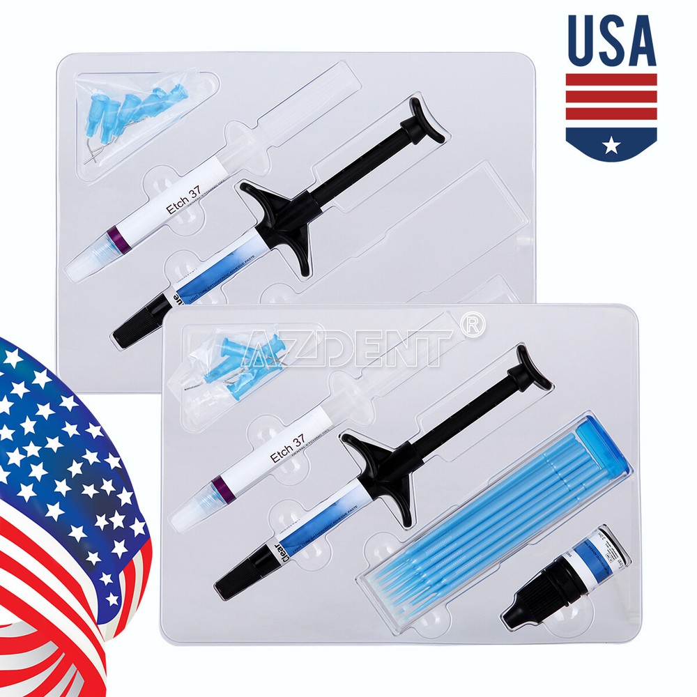 Dental Orthodontic Light Cure Adhesive Bonding Curing Paste Etchant Gel Kit