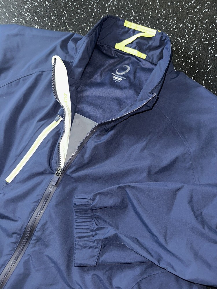 Zero Restriction Tour Series Blue Yellow Full Zip Performance Golf Jacket Size L