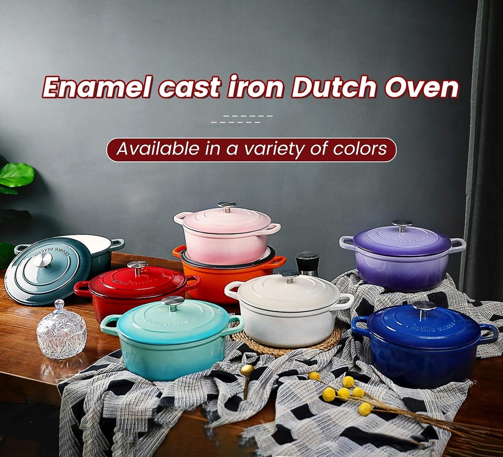 EDGING CASTING Enameled Cast Iron Covered 5.5 Quart Dutch Oven with Dual Handle