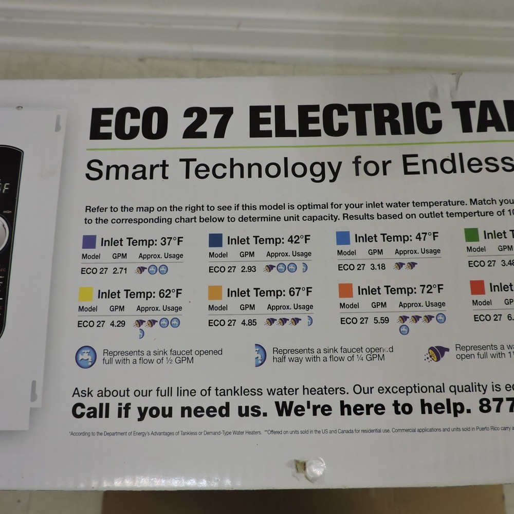 EcoSmart ECO 27 Electric Tankless Water Heater, 27 KW at 240 Volts, 112.5 Amps