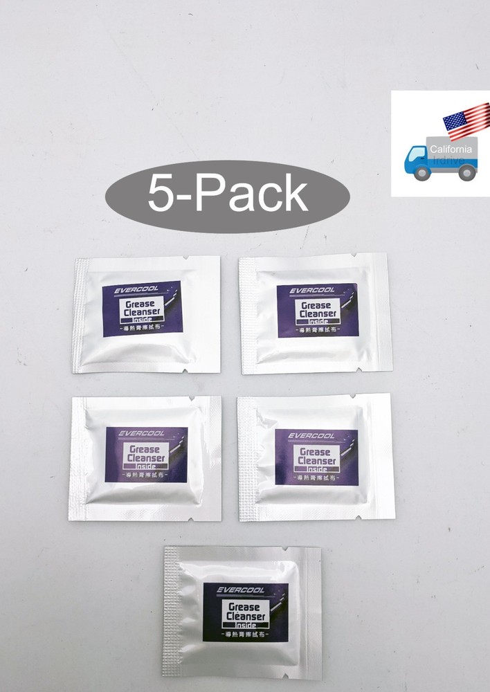 5-Pack: Evercool EC-GC05 Thermal Compound Grease/Paste Remover Cloth Cleaner