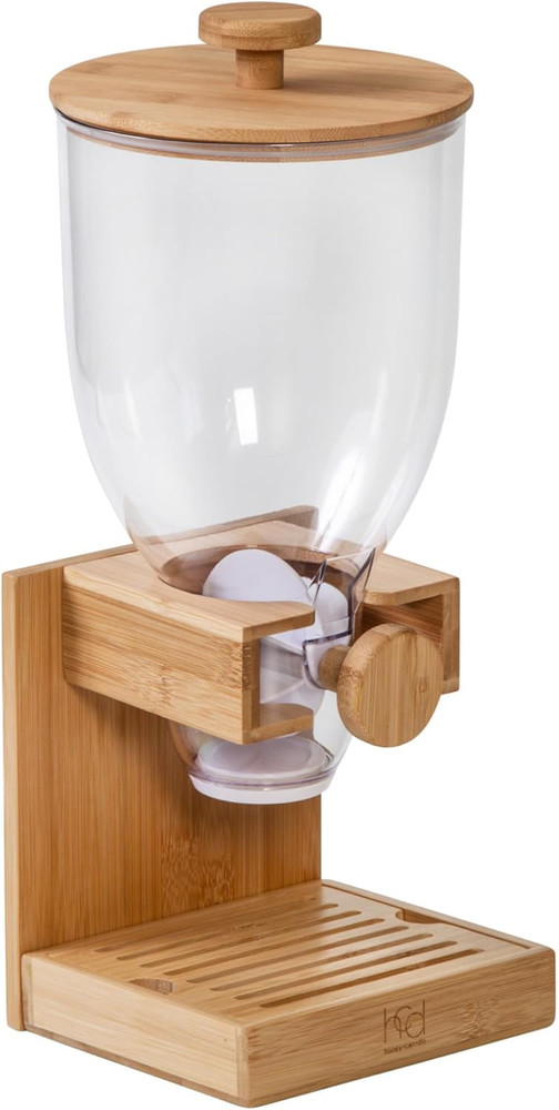 Compact Dry Food Dispenser, Single Control & Snack Storage Container for Counter
