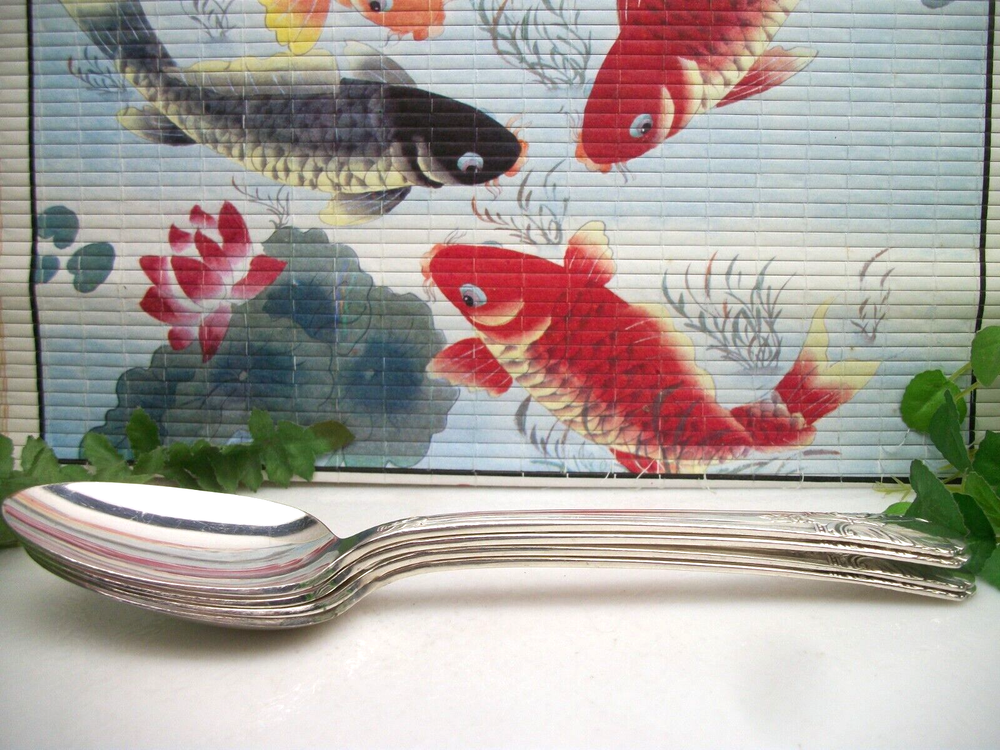 4 International Rogers AVALON Cabin Silverplate Solid Serving Spoons 1940