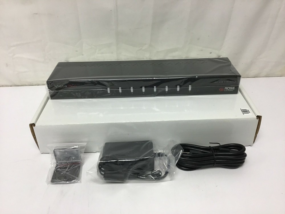 NEW Rose Electronics KVM-8TDVI/A1 1x8 DVI/USB Single-Link KVM Switch