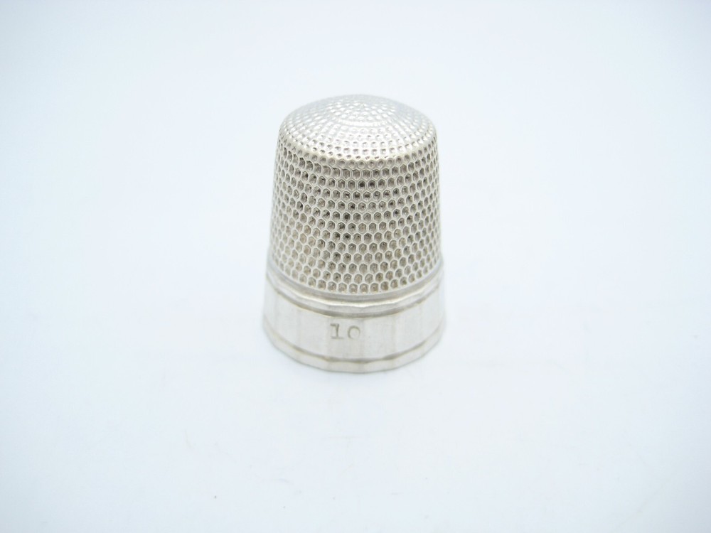 Antique Sterling Silver Sewing Thimble Size 10 Monogrammed