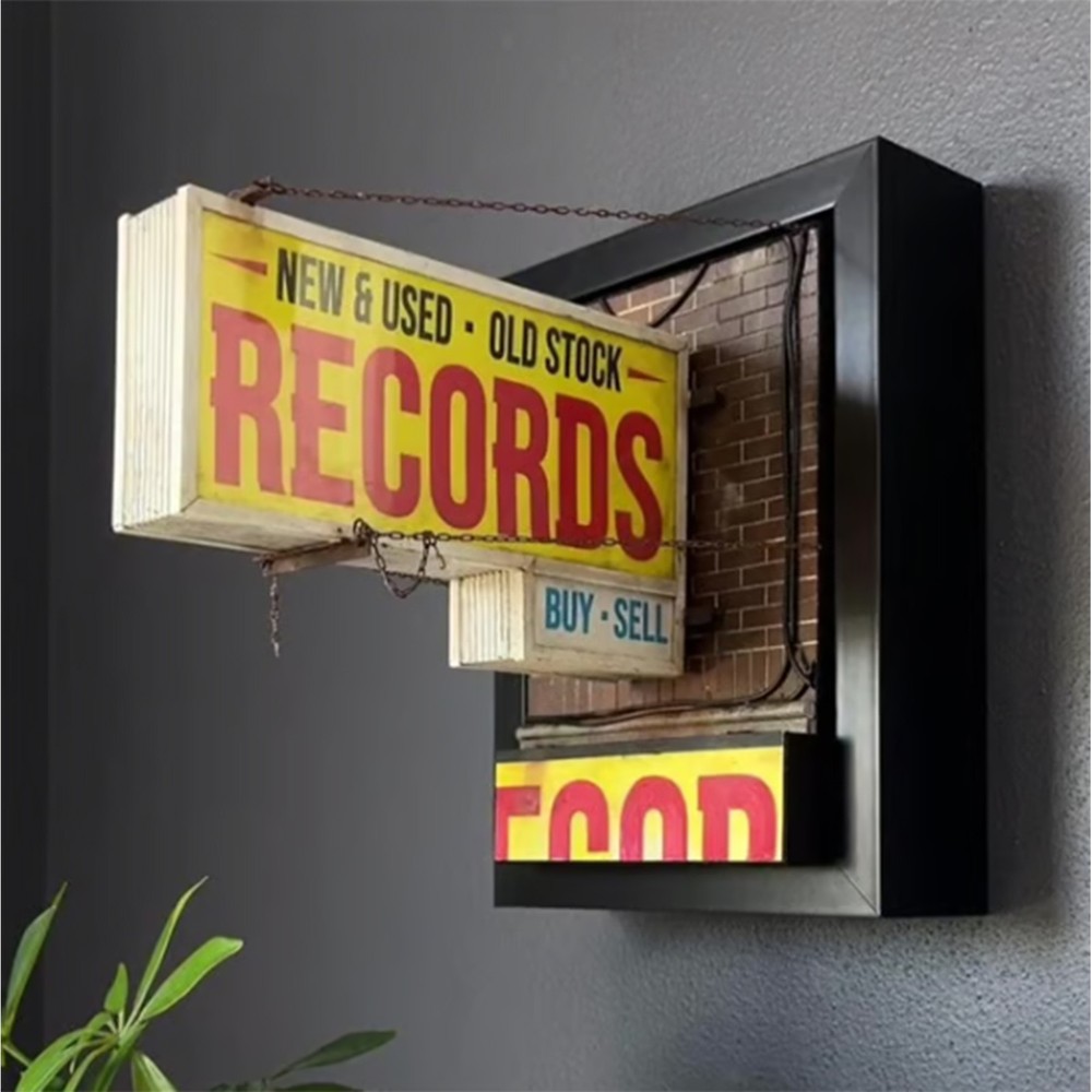 Record Store Wall Light Handmade Retro Record Wall Lamp Gift for Studios