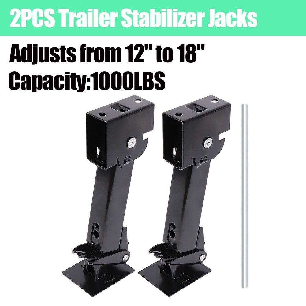 2PCS Swing Down Trailer Stabilizer Jacks - 7" Drop Leg, 18" Adjustable Rod Ha...