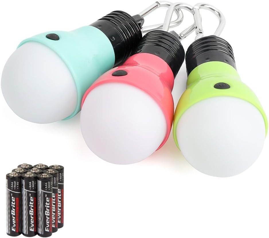 EverBrite 3-Pack Camping Lights - 3 Lighting Modes, Pink, Green, Blue