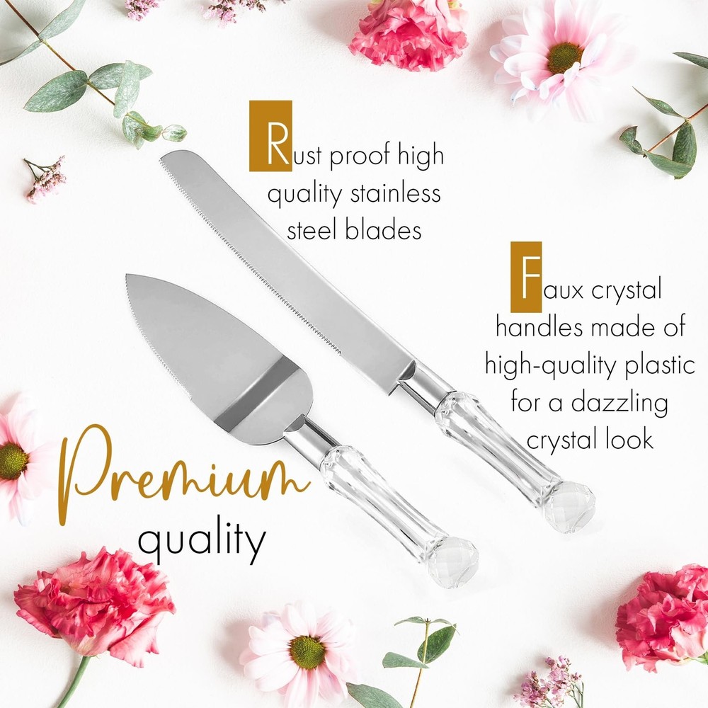 Wedding Cake Knife and Server Set, Cake Cutter and Pie Spatula, Cake Server a...
