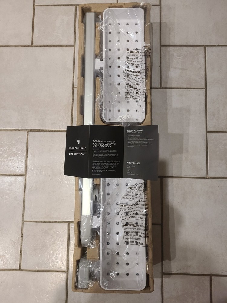 SHARPER IMAGE The SpaStudio Hook, 3 Tier Adjustable Modular Hanging Shower Caddy