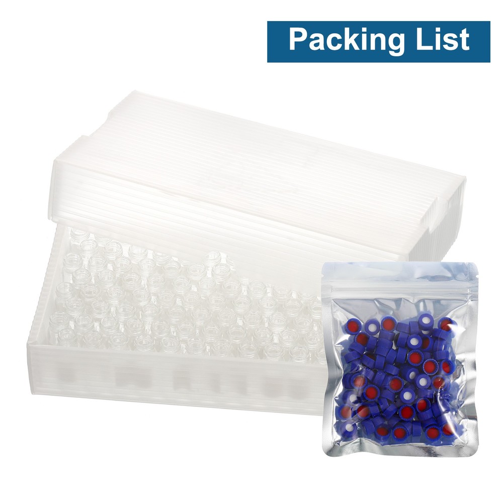 1000 Pack 2ml Autosampler Vial Lab Clear Vials Sample Vial Pre-Slit Septa