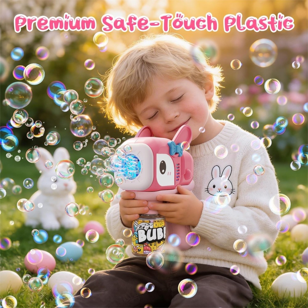 2 Pack Bunny Bubble Machine Gun for Toddlers,Fast Bubble Blast 10,000+ BPM, L...