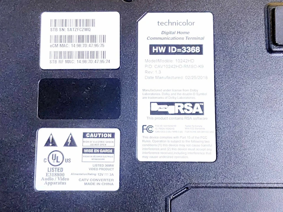 🔥 TECHNICOLOR DIGITAL HOME COMMUNICATIONS TERMINAL 10242HD + PWR ADAPTER+REMOTE