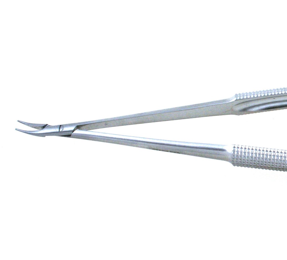 Micro Needle Holders 5.25" Curved 0.6mm Delicate Tips Round Handle with Lock