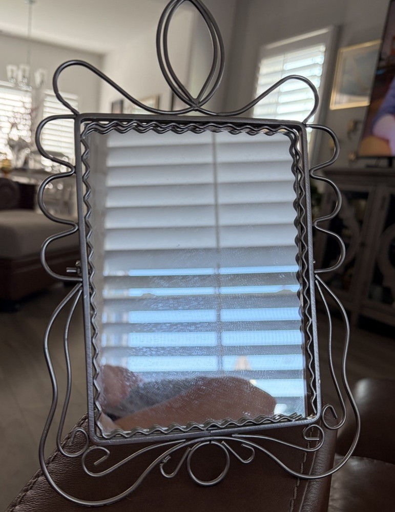 Beautiful Vintage 1999 Ikea Silver Scroll Vanity Desk Mirror