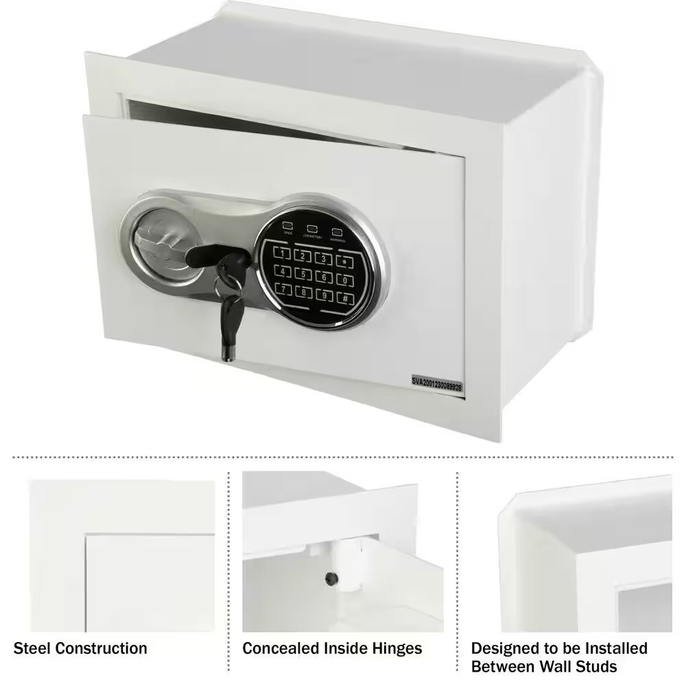 Digital Personal Home in Wall Safe, White