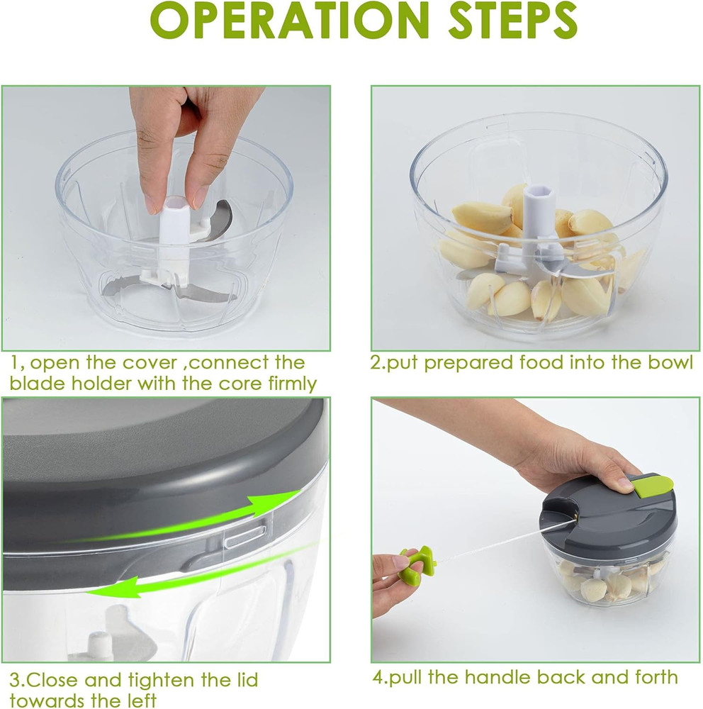 Effortless Manual Food Chopper & Processor - Perfect Kitchen Gift (Green)