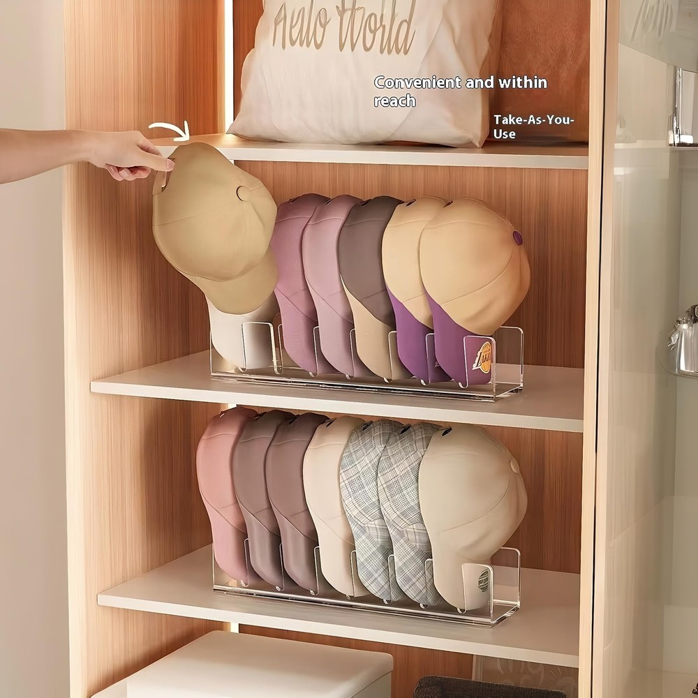 Acrylic Baseball Cap Organizer Rack 2-Pack - Holds 14 Hats, No Install Space ...