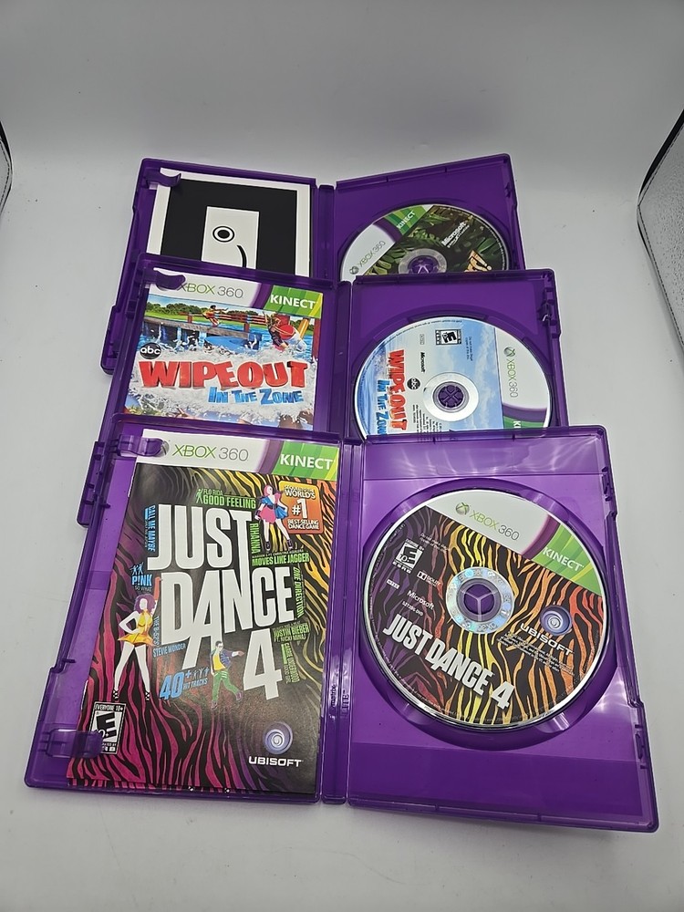 Xbox 360 Kinect Bundle: Sensor Bar 1414 with Adapter And 3 Kinect Games - TESTED