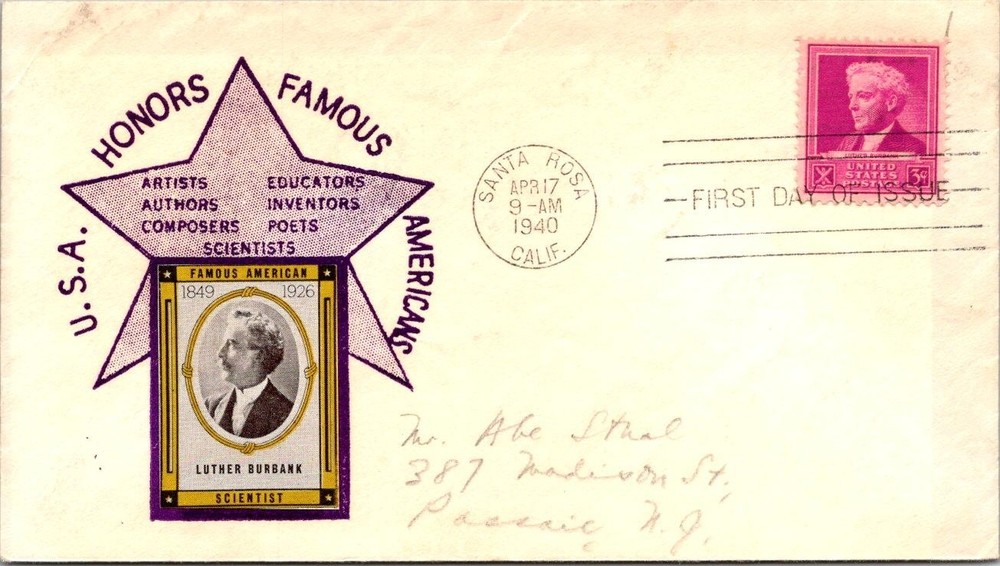 FDC 1940 SC #876 Edsroom Cachet - Sta Rosa, CA - Single - J27599