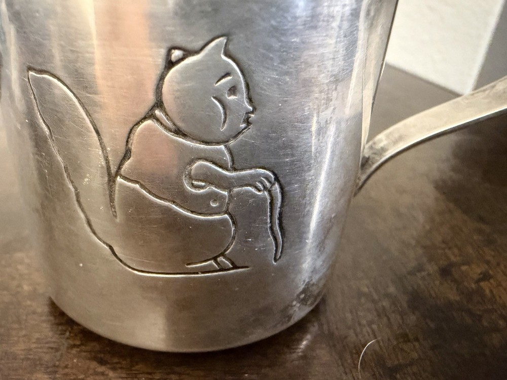GORHAM Antique STERLING Squirrel Baby Cup With Handle