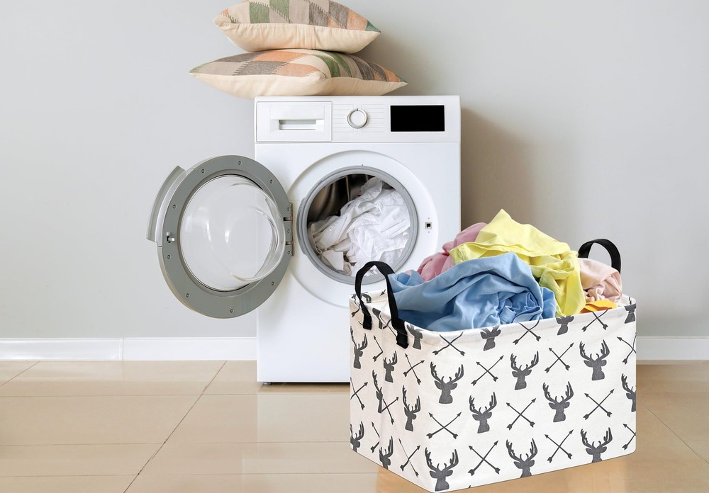 HUAYEE Rectangle Deer Pattern Gift Basket Storage Bin Laundry Hamper Storage ...