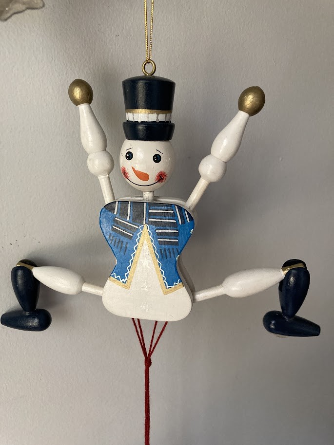 Vintage Snowman Pull String Wood Jumping Jack Toy