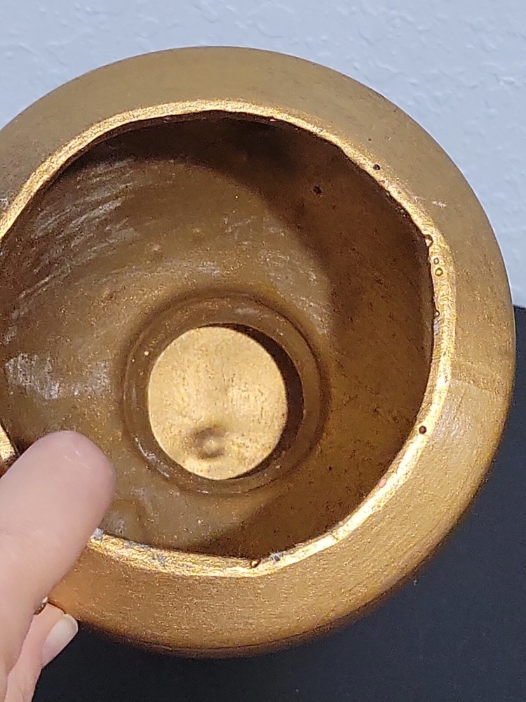 Ceramic Painted Gold Eagle Urn/Ginger Jar