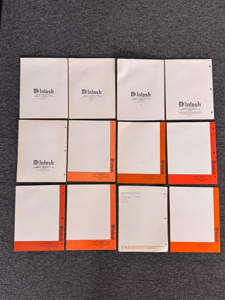MCINTOSH 12 VARIOUS SPEAKERS MANUALS