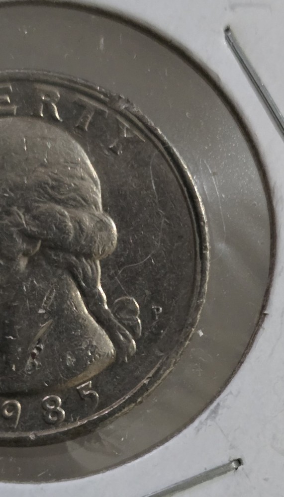 1985 P Quarter Error Struck Off Center